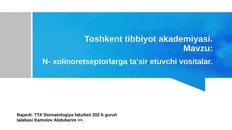 Nikotinga Sezgir Xolinoreseptorlarga Ta'sir Qiluvchi Vositalar