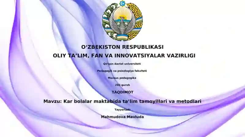 Kar bolalar maktabida taʼlim tamoyillari va metodlari