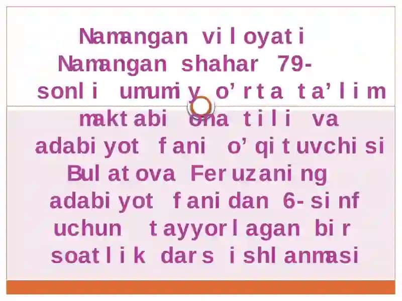 6-sinf adabiyoti darsi