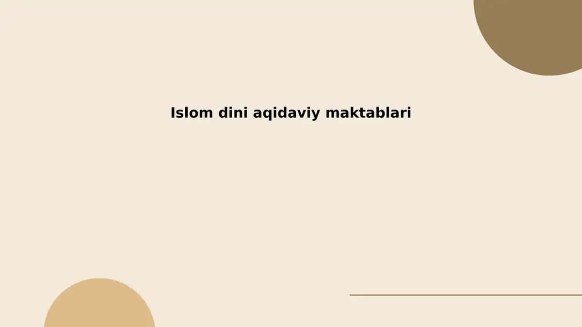 Islom dini aqidaviy maktablari