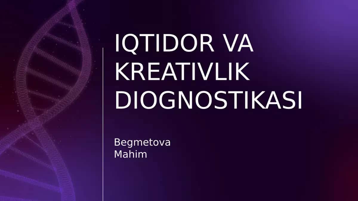 Iqtidor va Kreativlik Diagnostikasi