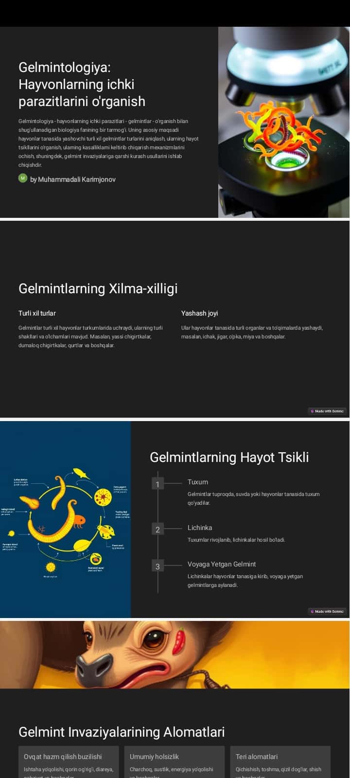 Gelmintalogiya hayvonlarning ichki parazitlari