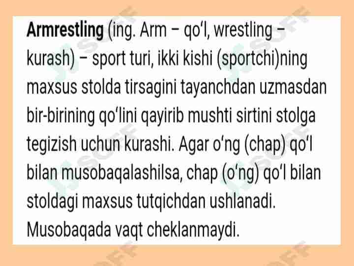 Armwrestling sport turi haqida