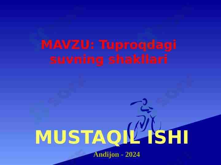 Tuproqdagi suvning shakllari