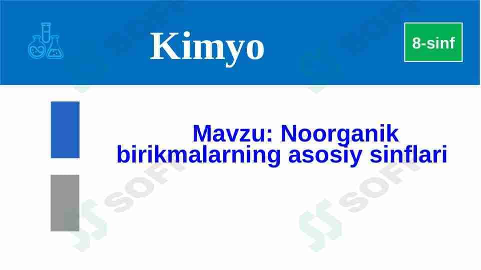 Noorganik moddalarning sinflanishi.