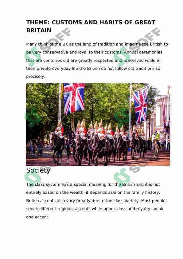 customs and habits of great britain