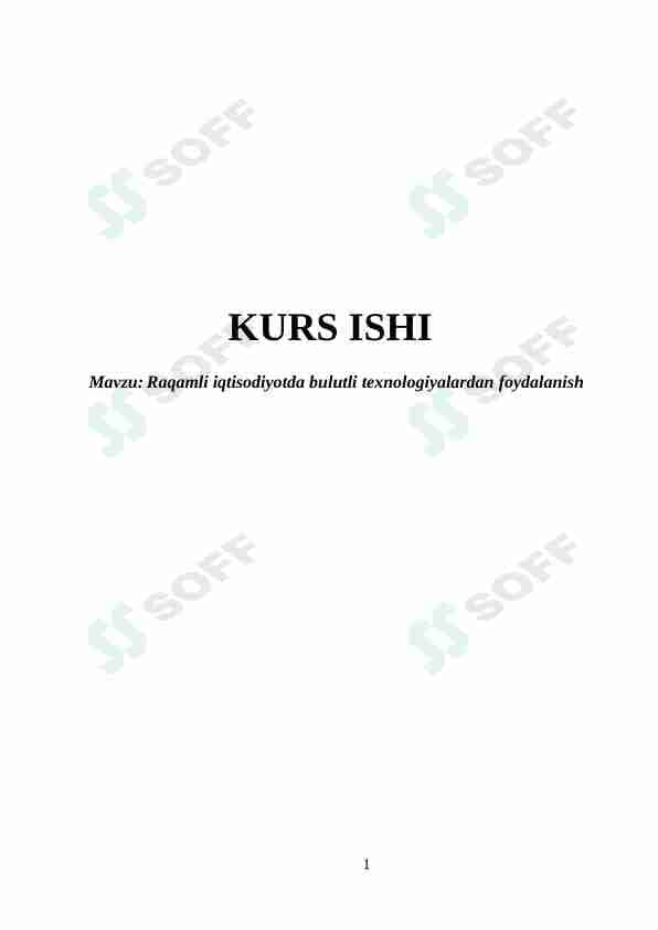 Raqamli iqtisodiyotda bulutli texnologiyalardan foydalanish