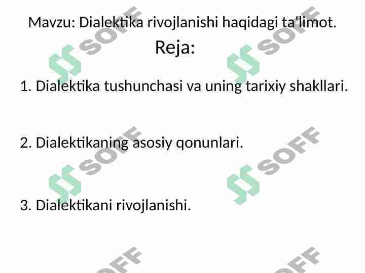 Dialektika rivojlanishi haqidagi ta'limot