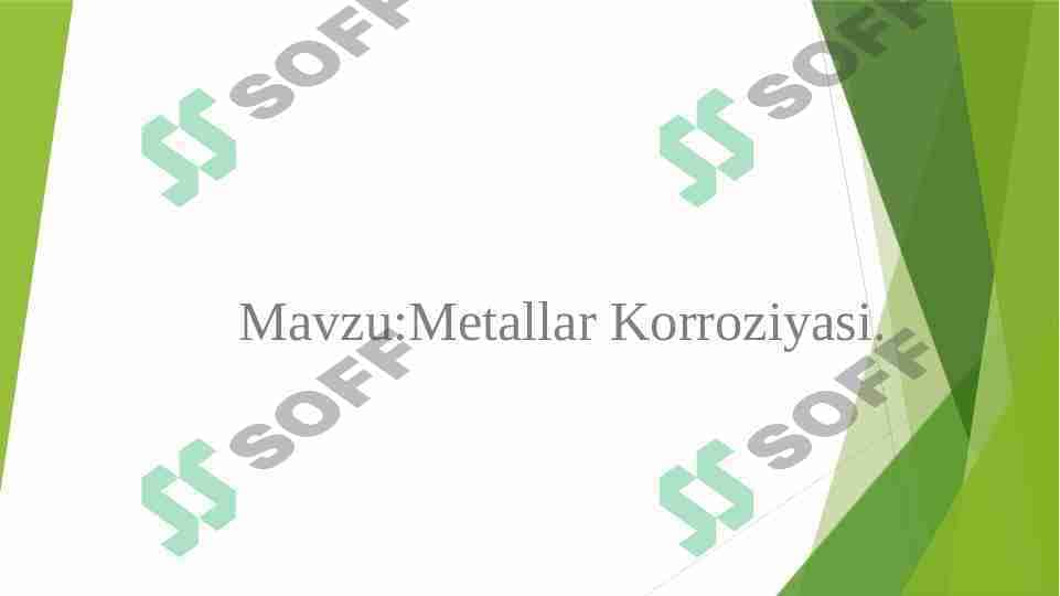 METALLAR KORROZIYASI