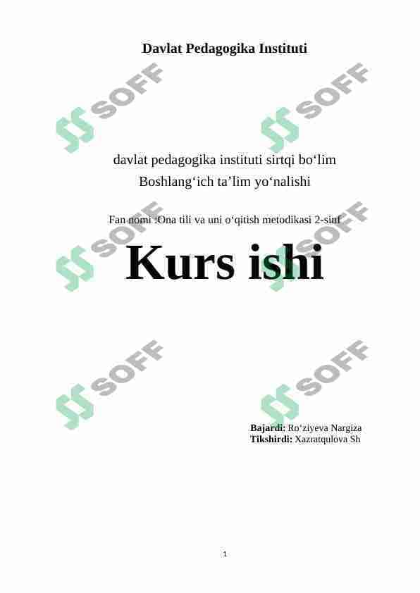 Ona tili va uni oʻqitish metodikasi 2-sinf