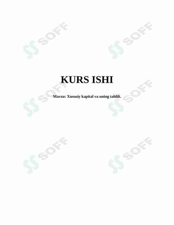 Xususiy kapital va uning tahlili.