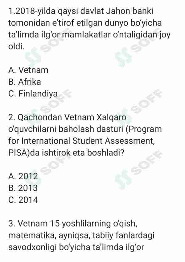 Vetnam ta’lim tizimi test