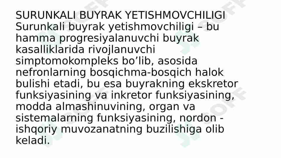 Surunkali buyrak yetishmovchiligi