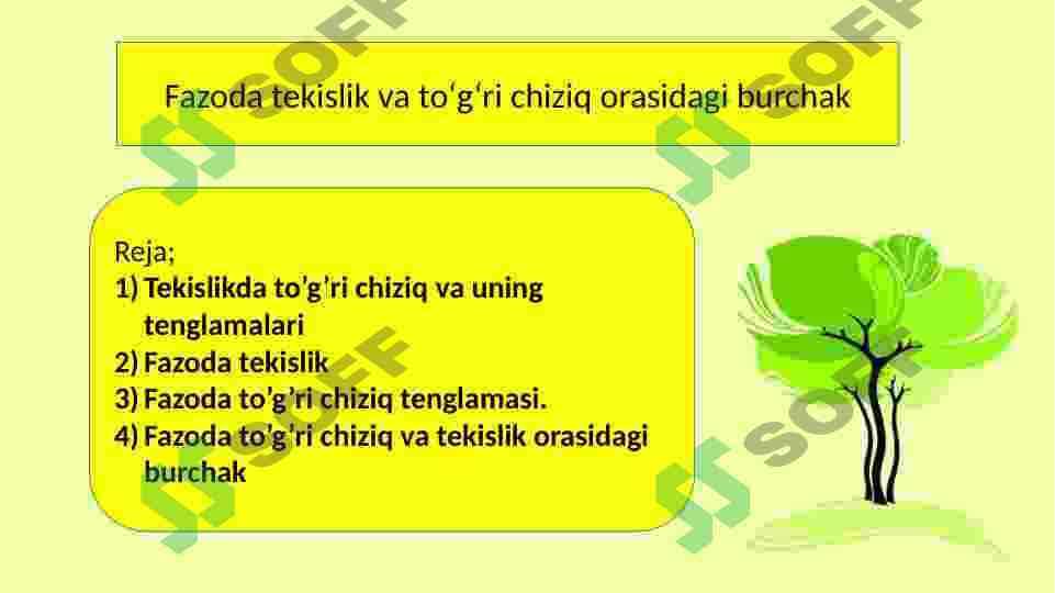 Fazoda tekislik va toʻgʻri chiziq orasidagi burchak