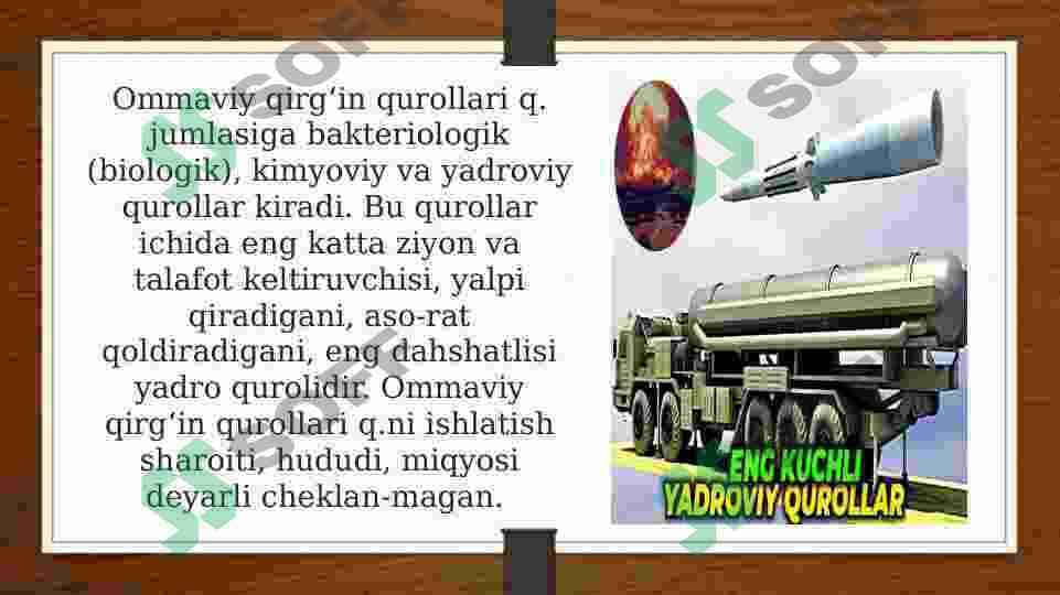 Aholini ommaviy qirg'in qurollaridan himoya qilish