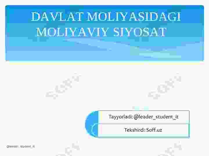 DAVLAT MOLIYASIDAGI MOLIYAVIY SIYOSAT