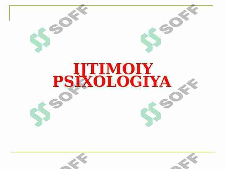 IJTIMOIY PSİXOLOGIYA