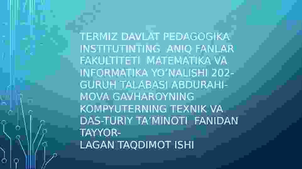 MINTAQAVIY TARMOQ TOPOLOGIYASI