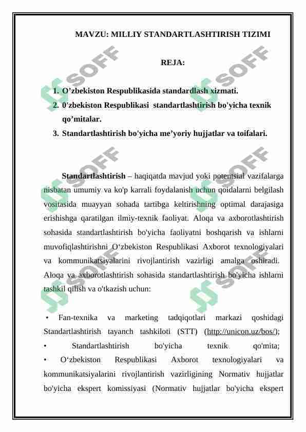 MILLIY STANDARTLASHTIRISH TIZIMI