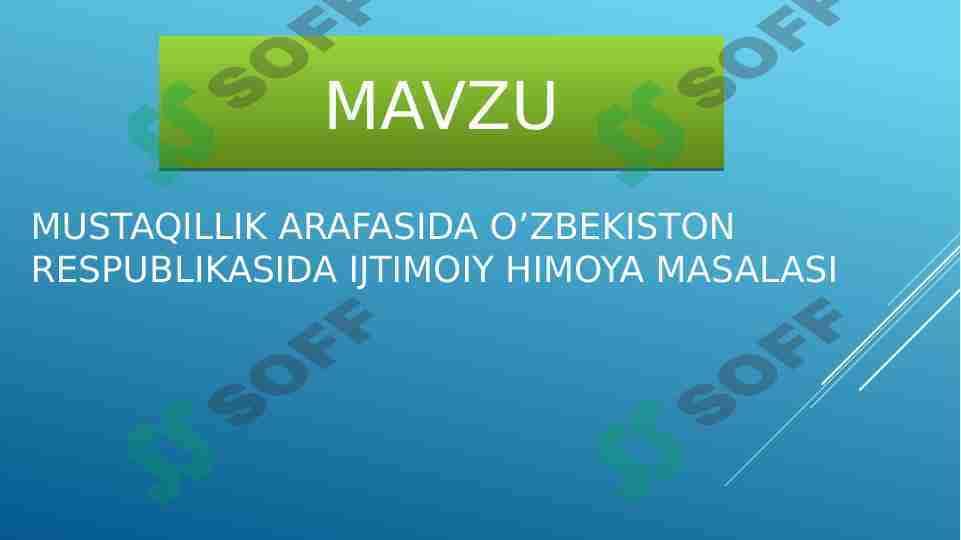 Mustaqillik arafasida o’zbekiston respublikasida ijtimoiy himoya masalasi