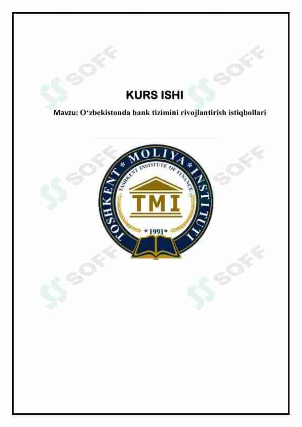 O‘zbekistonda bank tizimini rivojlantirish istiqbollari