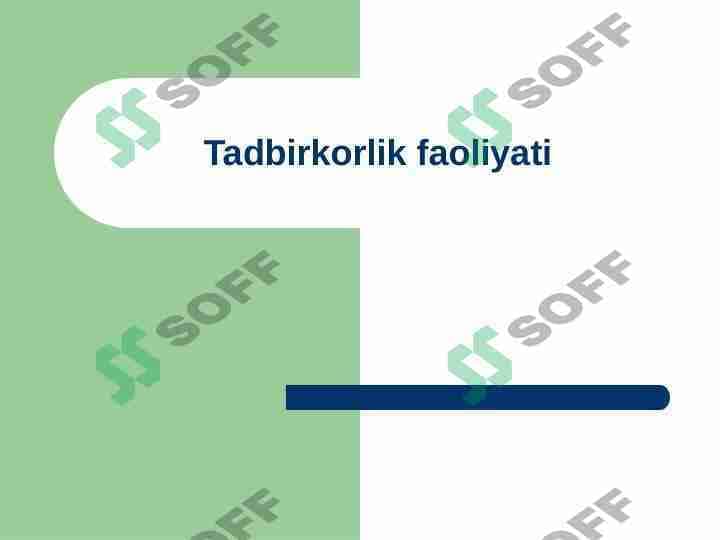 Tadbirkorlik faoliyati