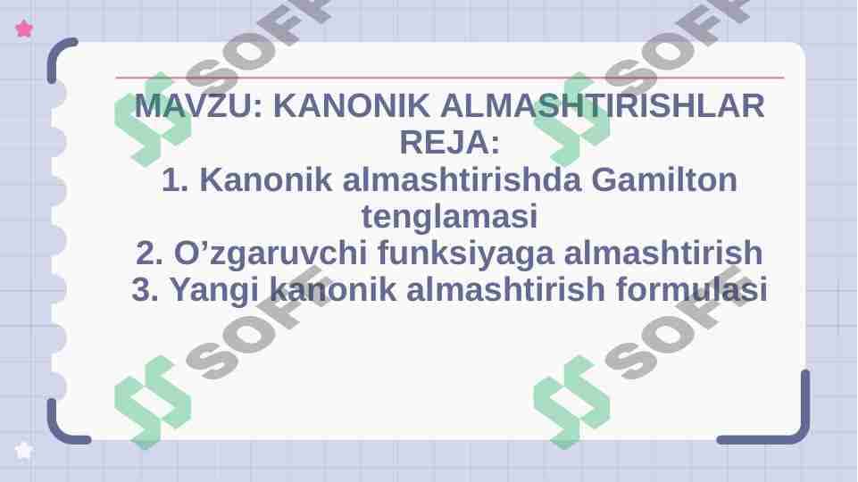 kanonik almashtirishlar
