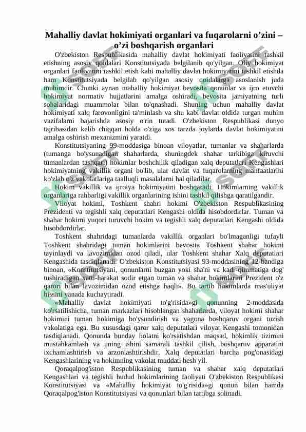 mahalliy davlat hokimiyati