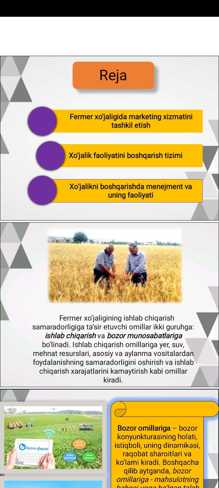 Fermer xo'jaliklarida marketing va menejmentdan samarali foydalanish yo'llari