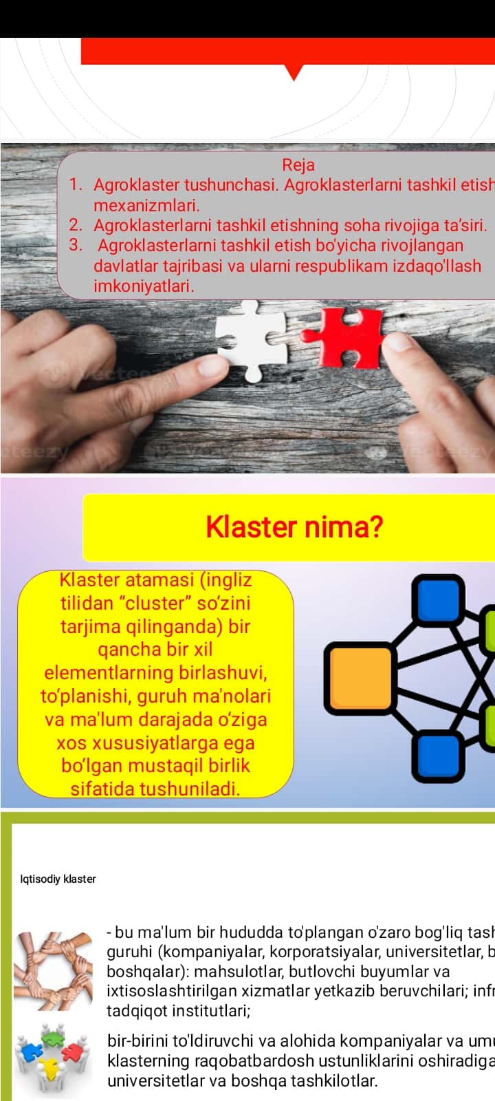 Qishloq xo'jaligida kooperatsiyaviy munosabatlarning yangi ko'rinish sifatida agroklasterlar tizimi