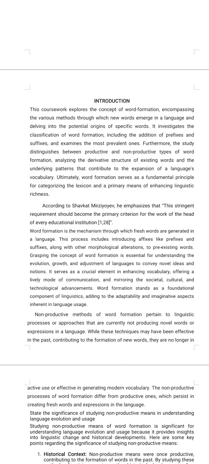 NON-PRODUCTIVE MEANS OF WORD FORMATION