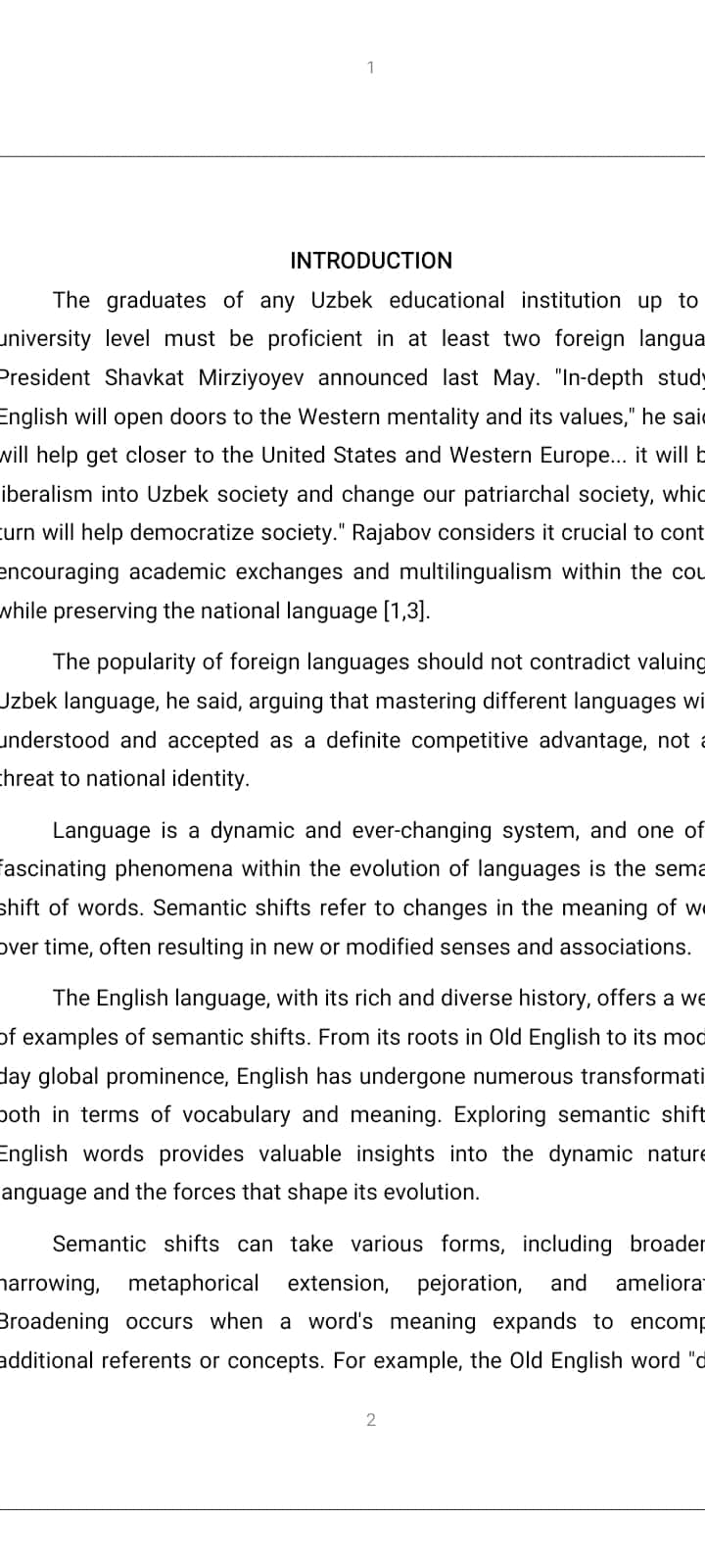 Semantic shifts in English words over time