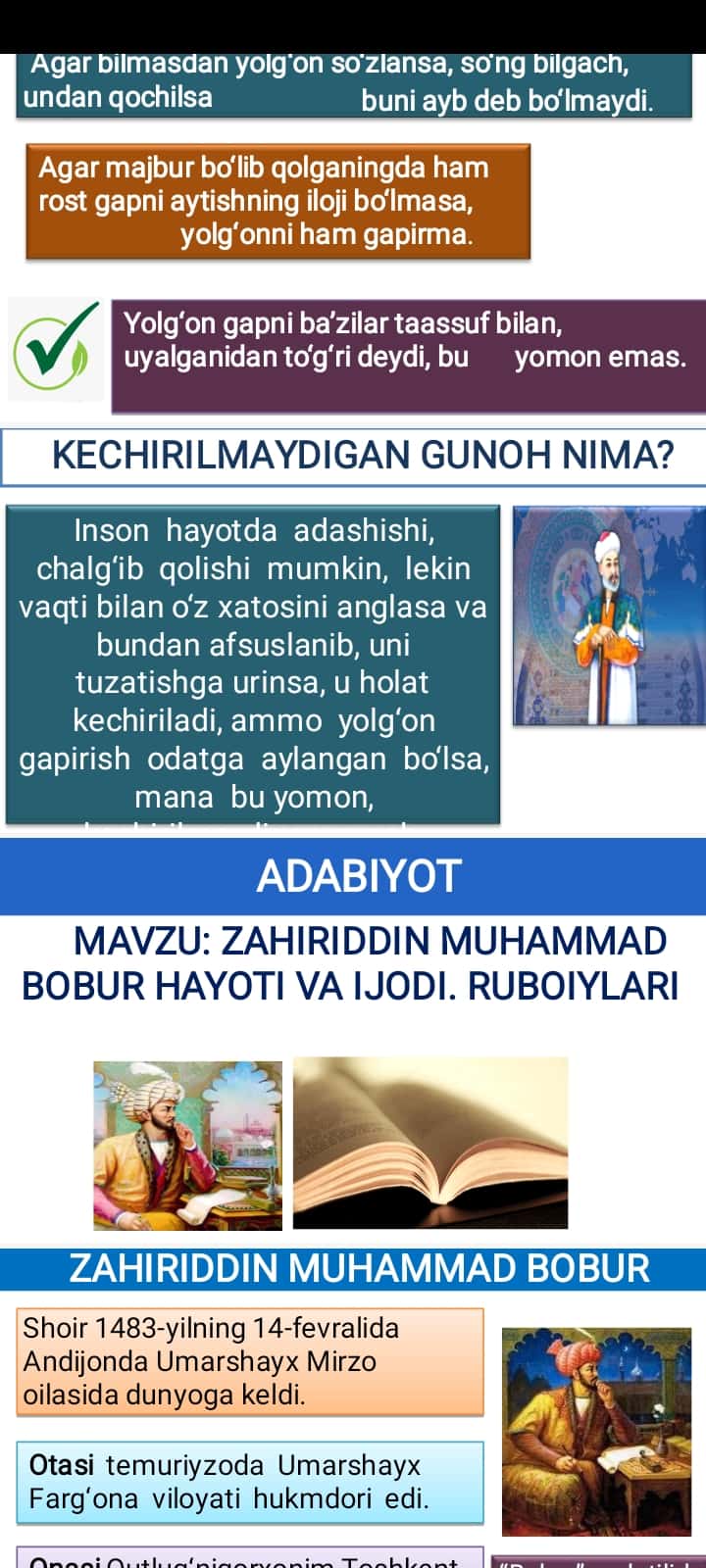 Z.M.Bobur hayoti va ruboiylari slayd
