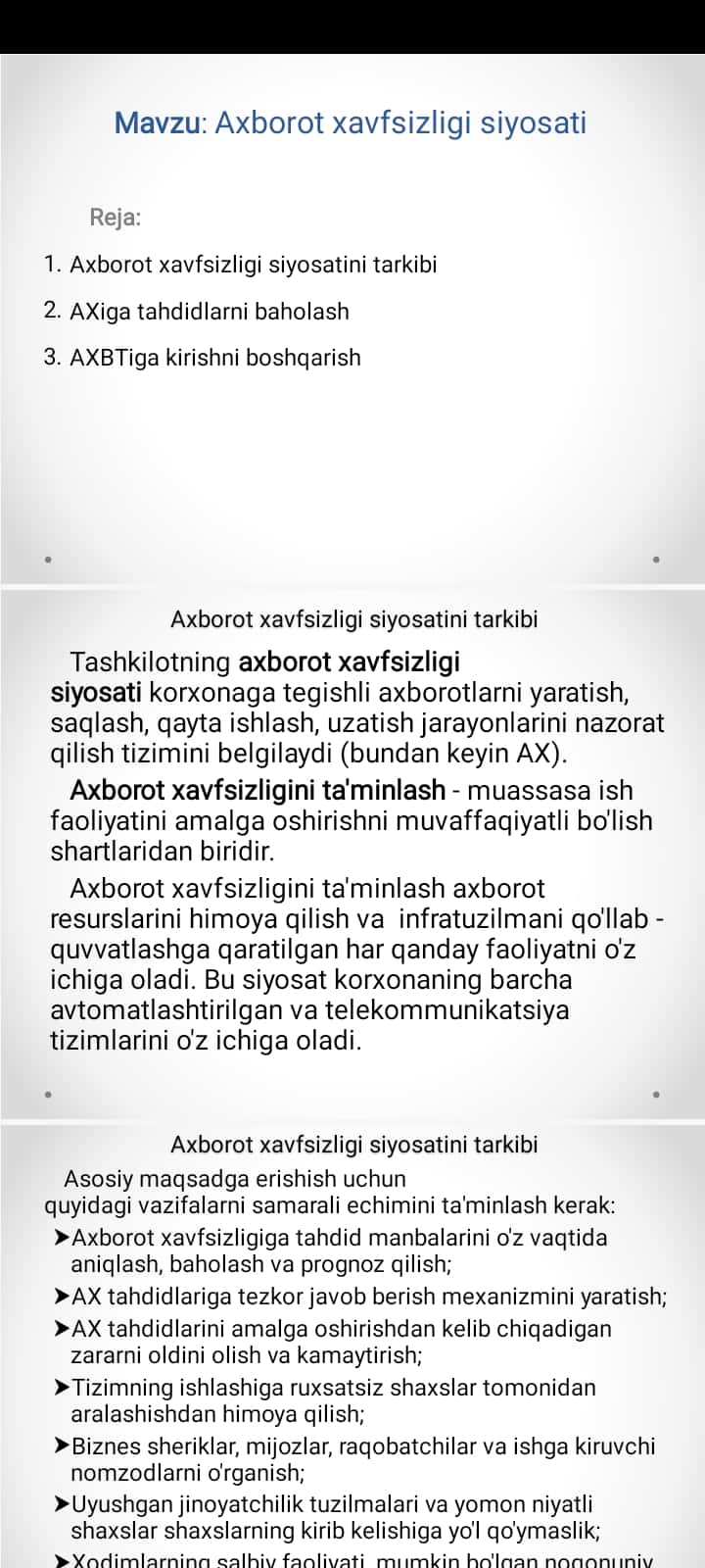 Axborot xavfsizligi siyosati