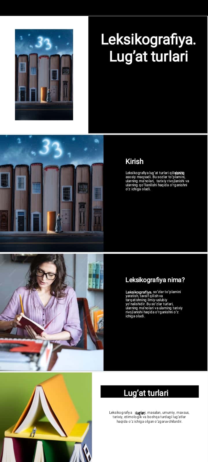 Leksikografiya. Lugʼat turlari