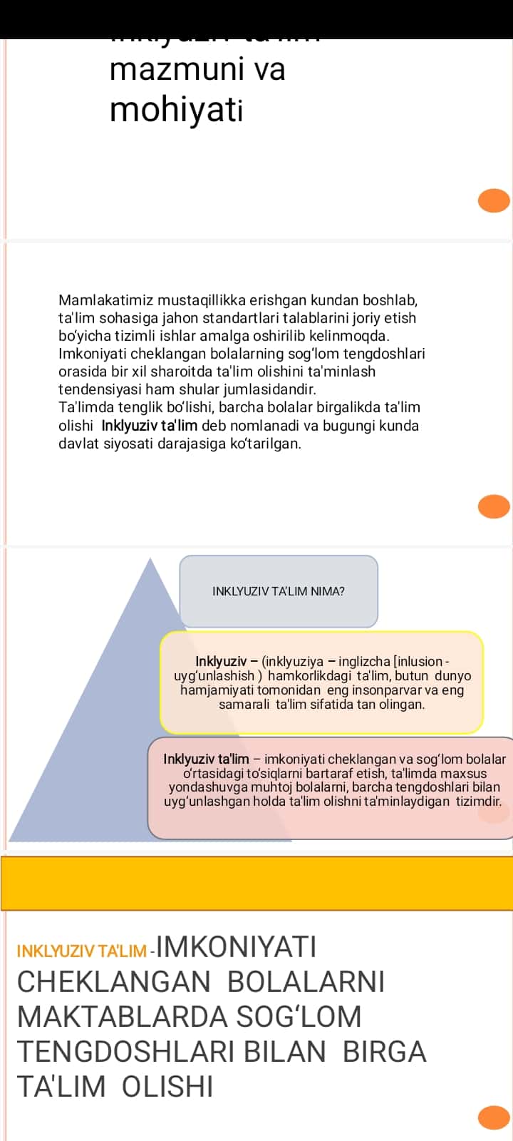 Inklyuziv ta’lim mazmuni va mohiyati