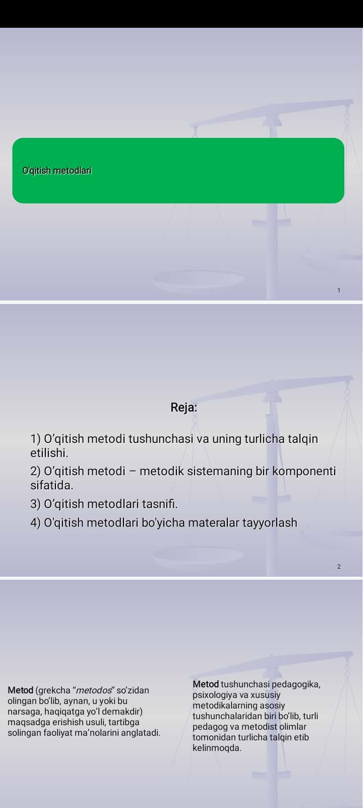 O'qitish metodlari