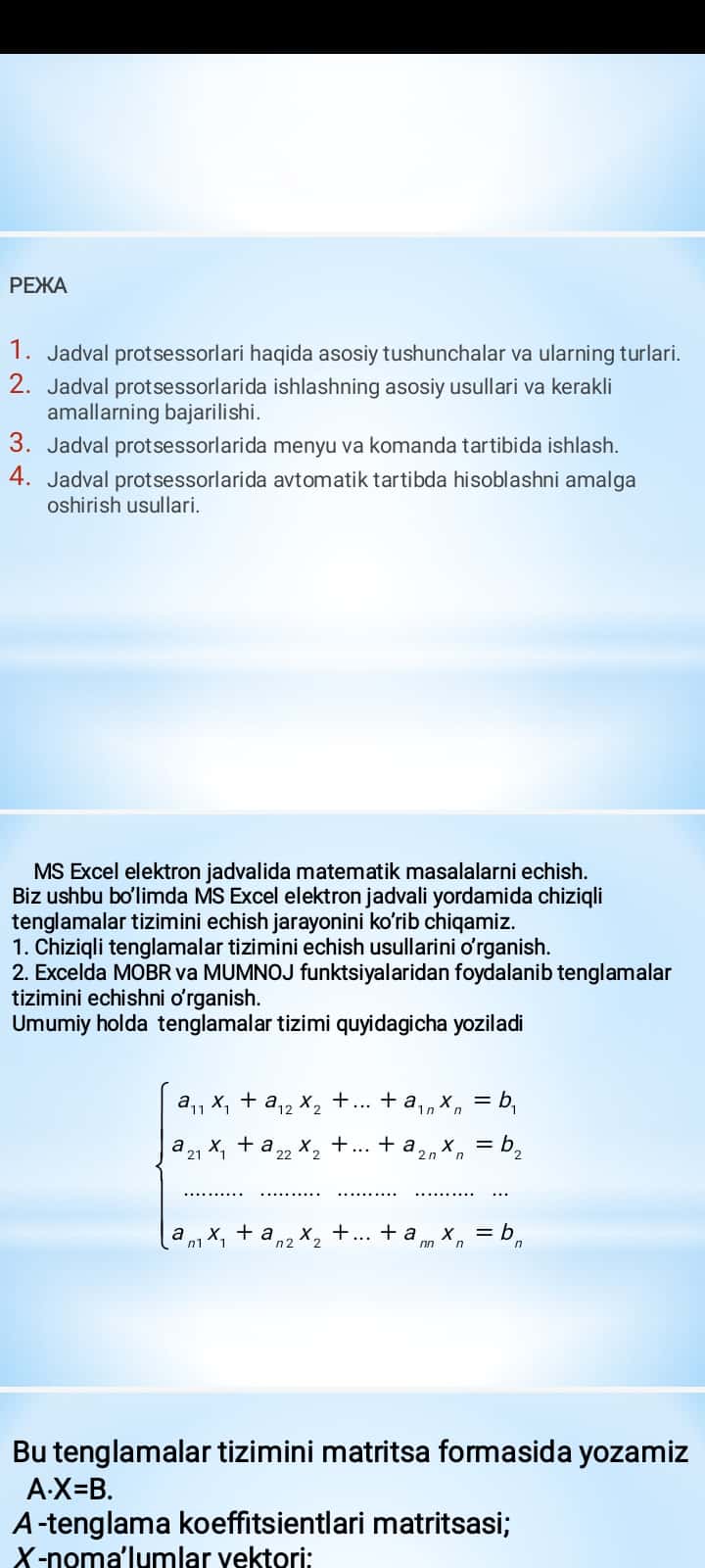 Miqdoriy ko’rsatkichlarga asoslangan axborotlarni yaratish va ishlov berish texnologiyalari
