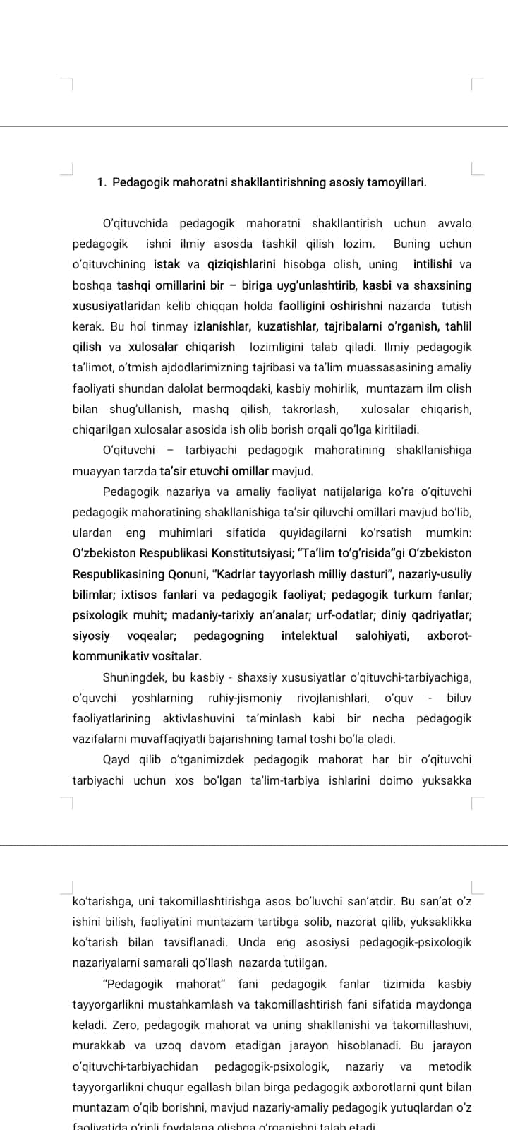 O’QITUVCHI MEHNATINI ILMIY ASOSDA TASHKIL ETISH