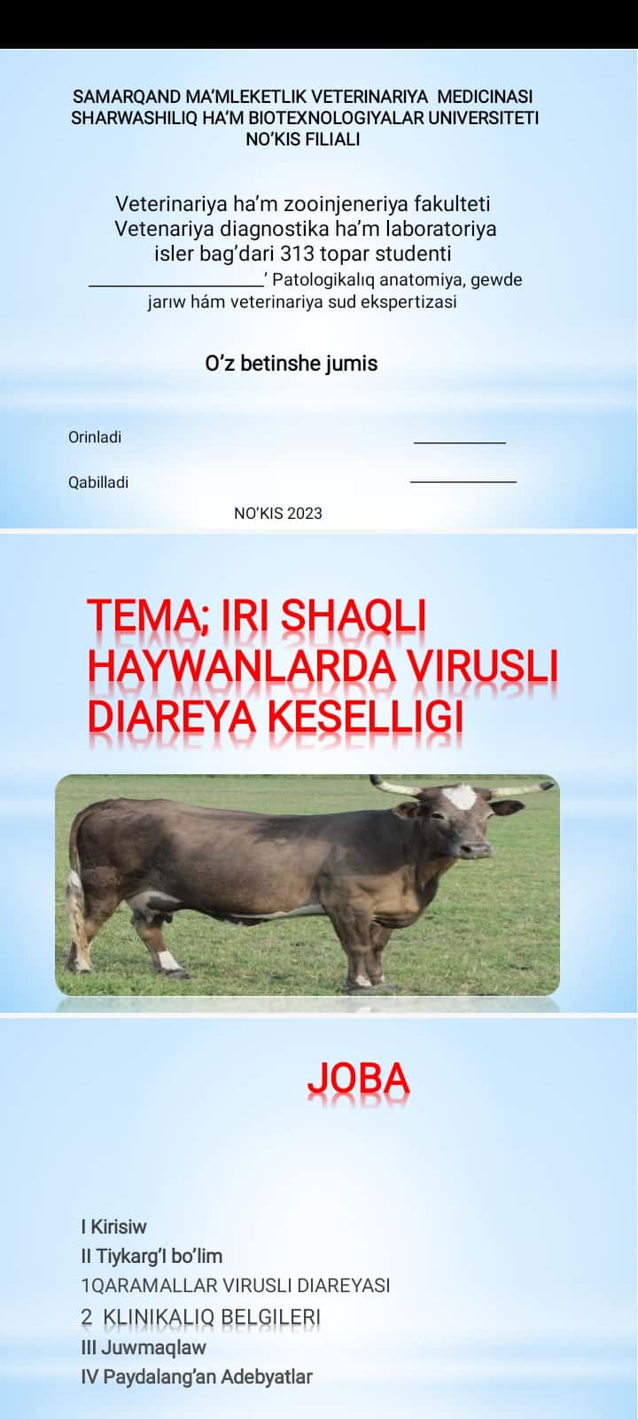 IRI SHAQLI HAYWANLARDA VIRUSLI DIAREYA KESELLIGI