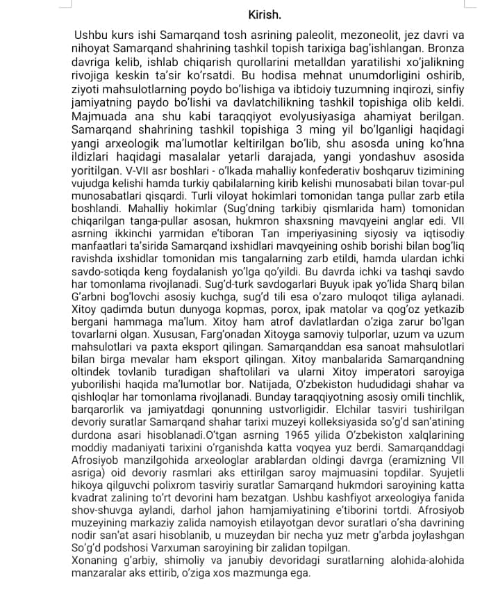 Samarqand arxeologiyasi o’rganilishi tarixi.