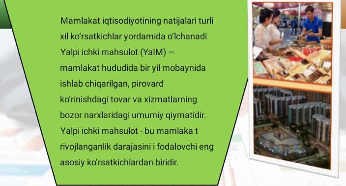 Asosiy makroiqtisodiy ko‘rsatkichlar slaydn