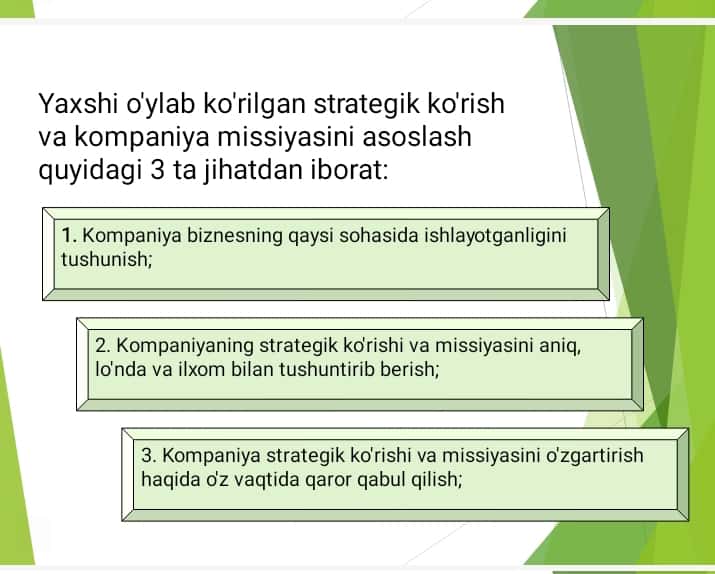 STRATEGIYA YARATISHNING VAZIFALARI