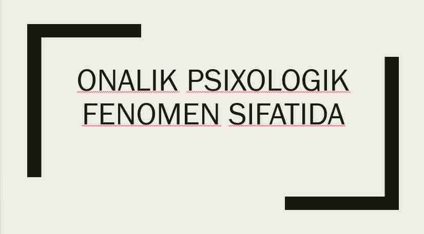 Onalik psixologik fenomen sifatida