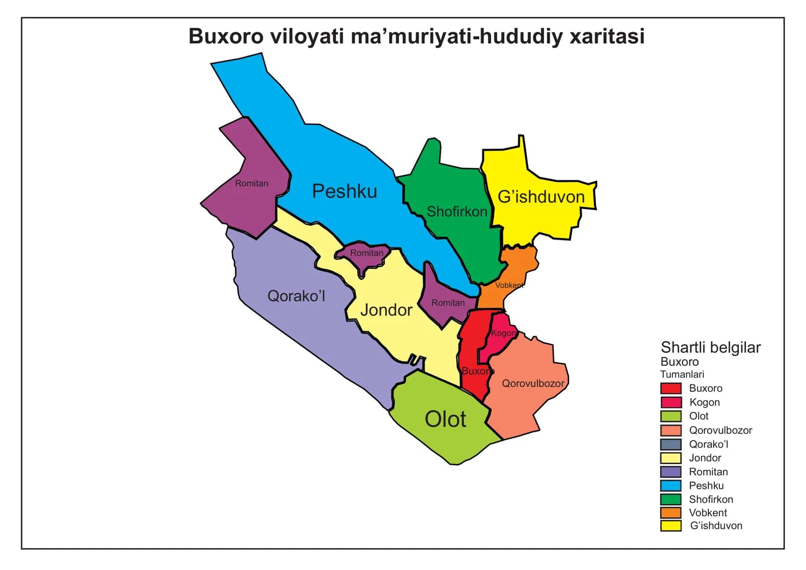 Buxoro viloyati ma’muriyati-hududiy xaritasi