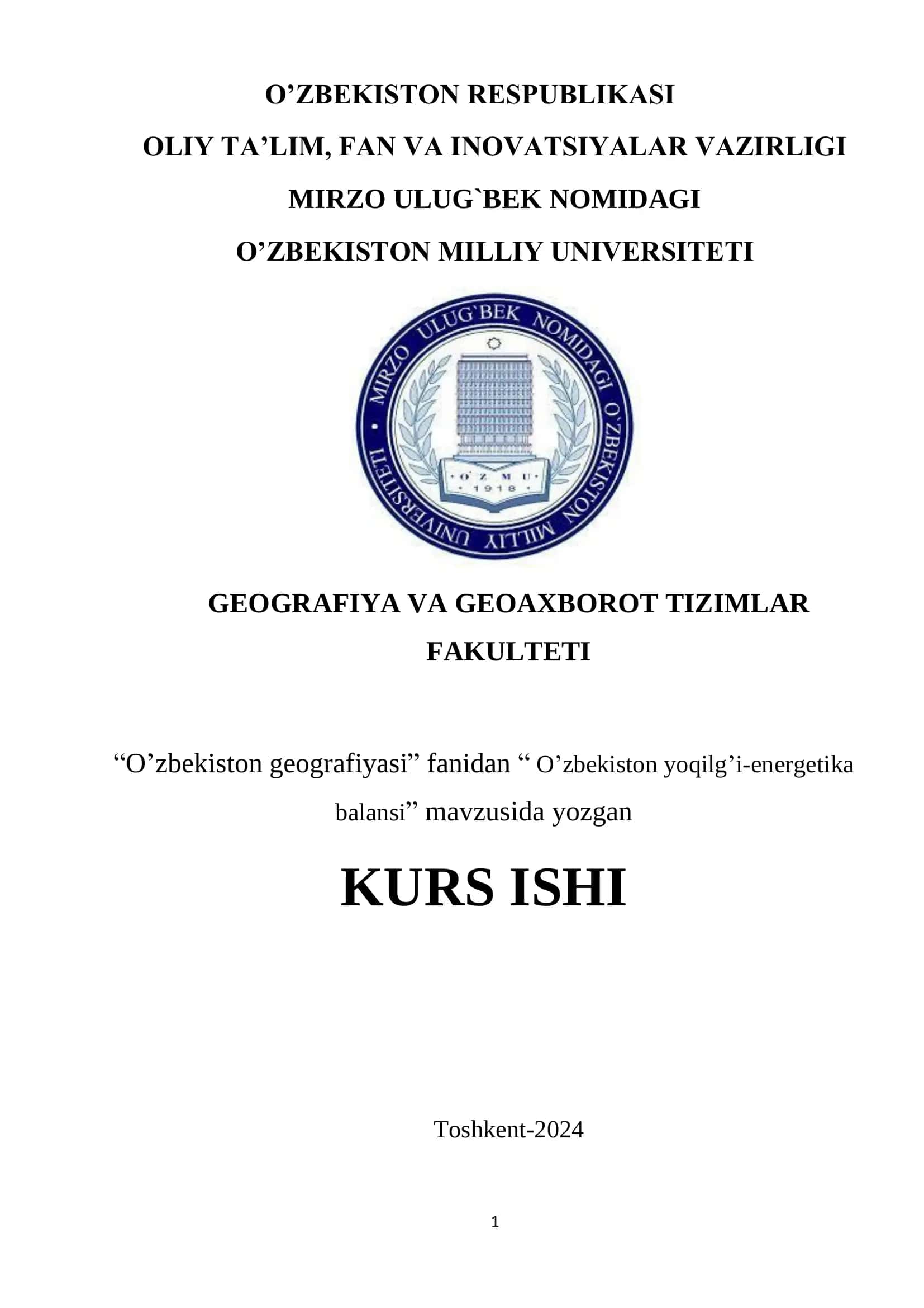 O’zbekiston yoqilg’i-energetika balansi
