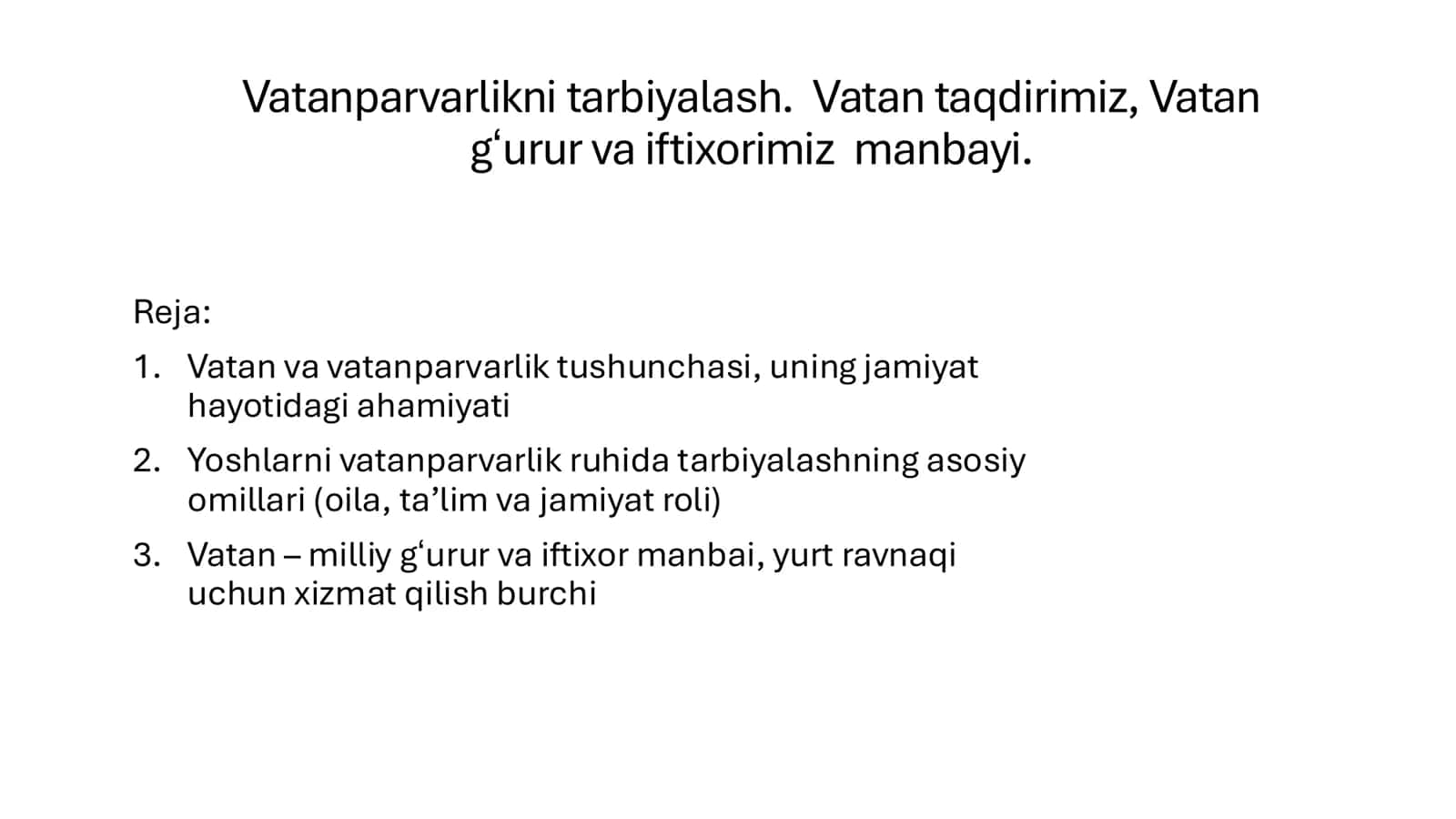 Vatanparvarlikni tarbiyalash
