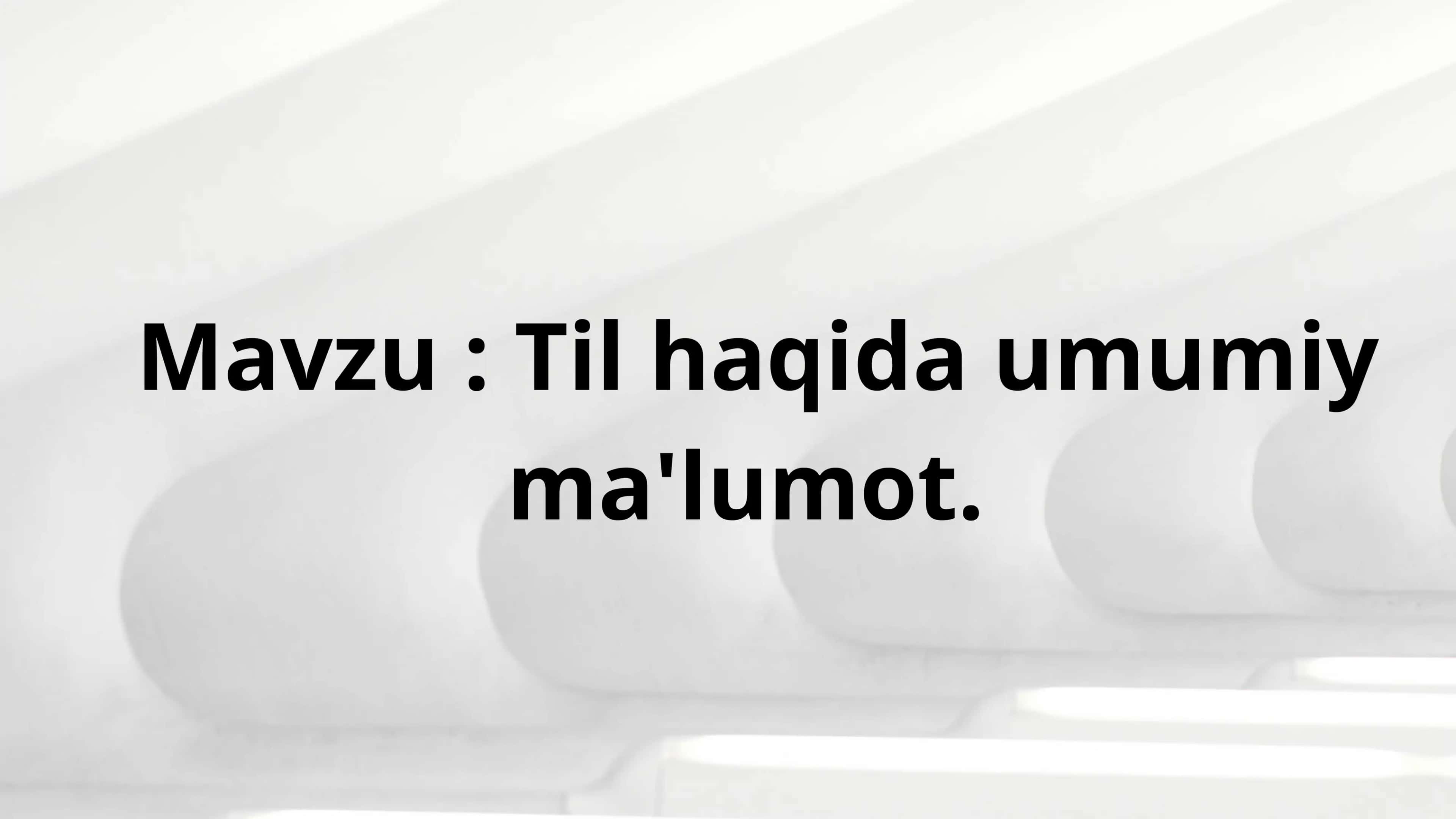 Til haqida umumiy ma'lumot