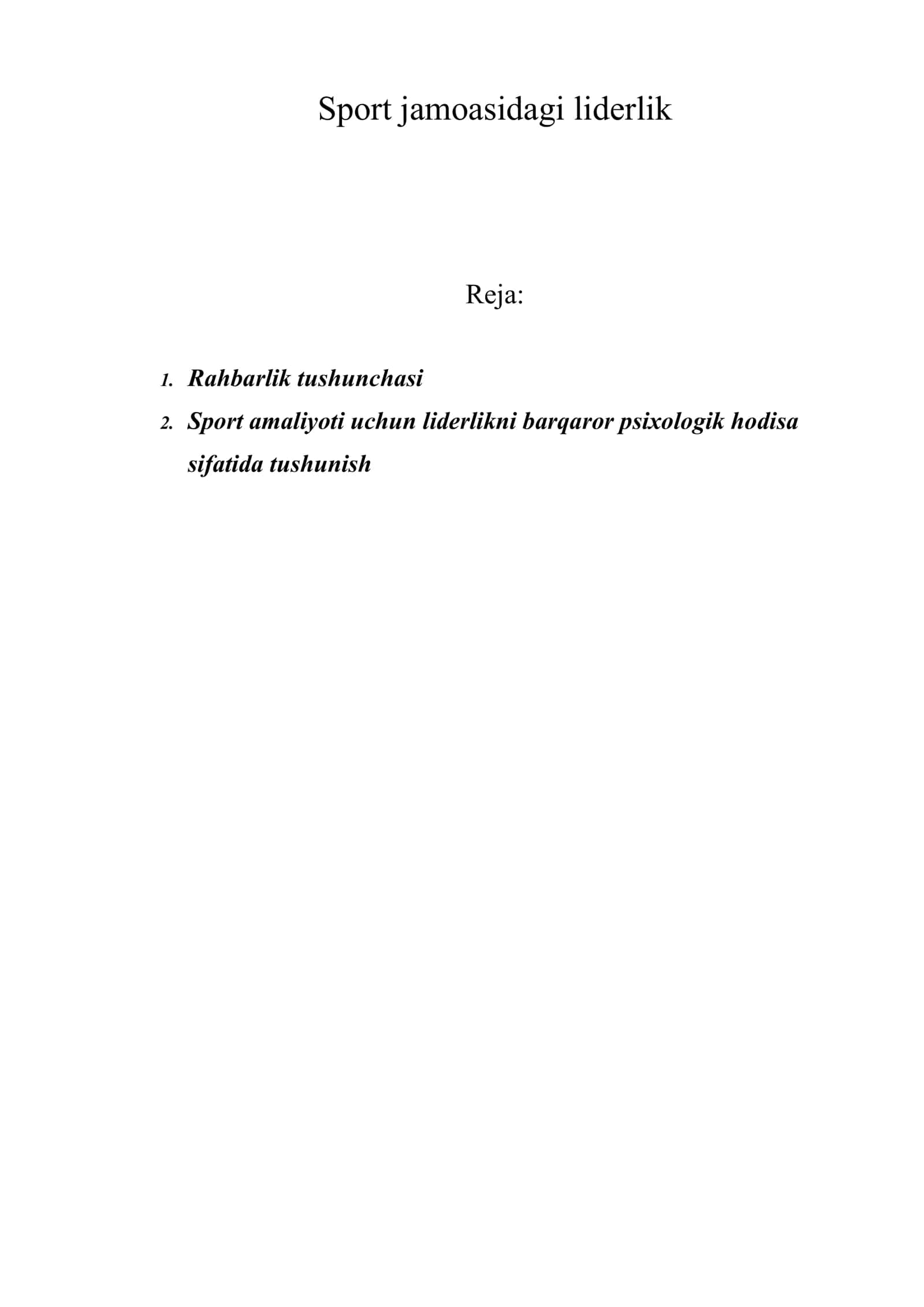 Sport jamoasidagi liderlik