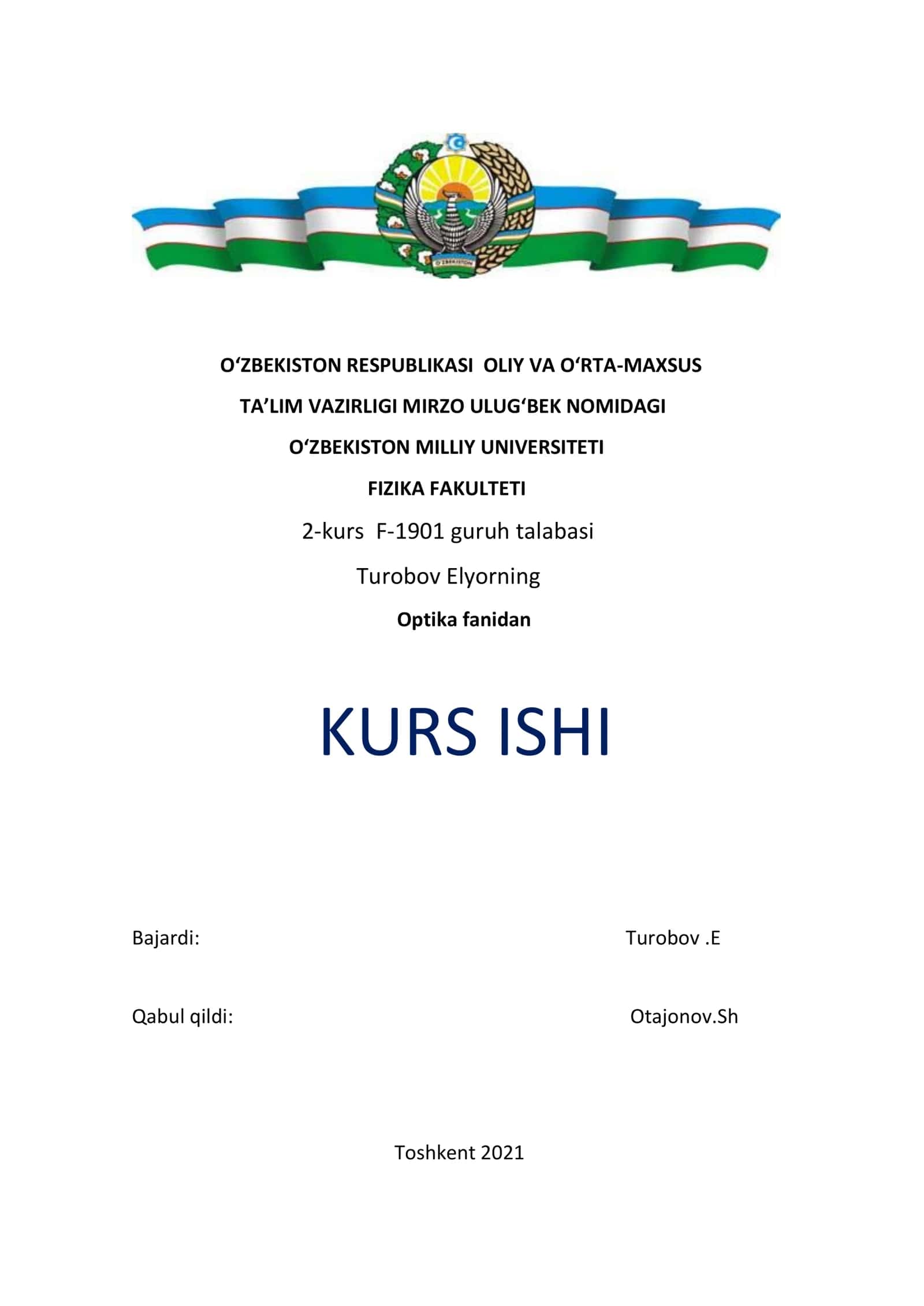 RELEY INTERFEROMETRI mavzusida kurs ishi sifatli tayyor